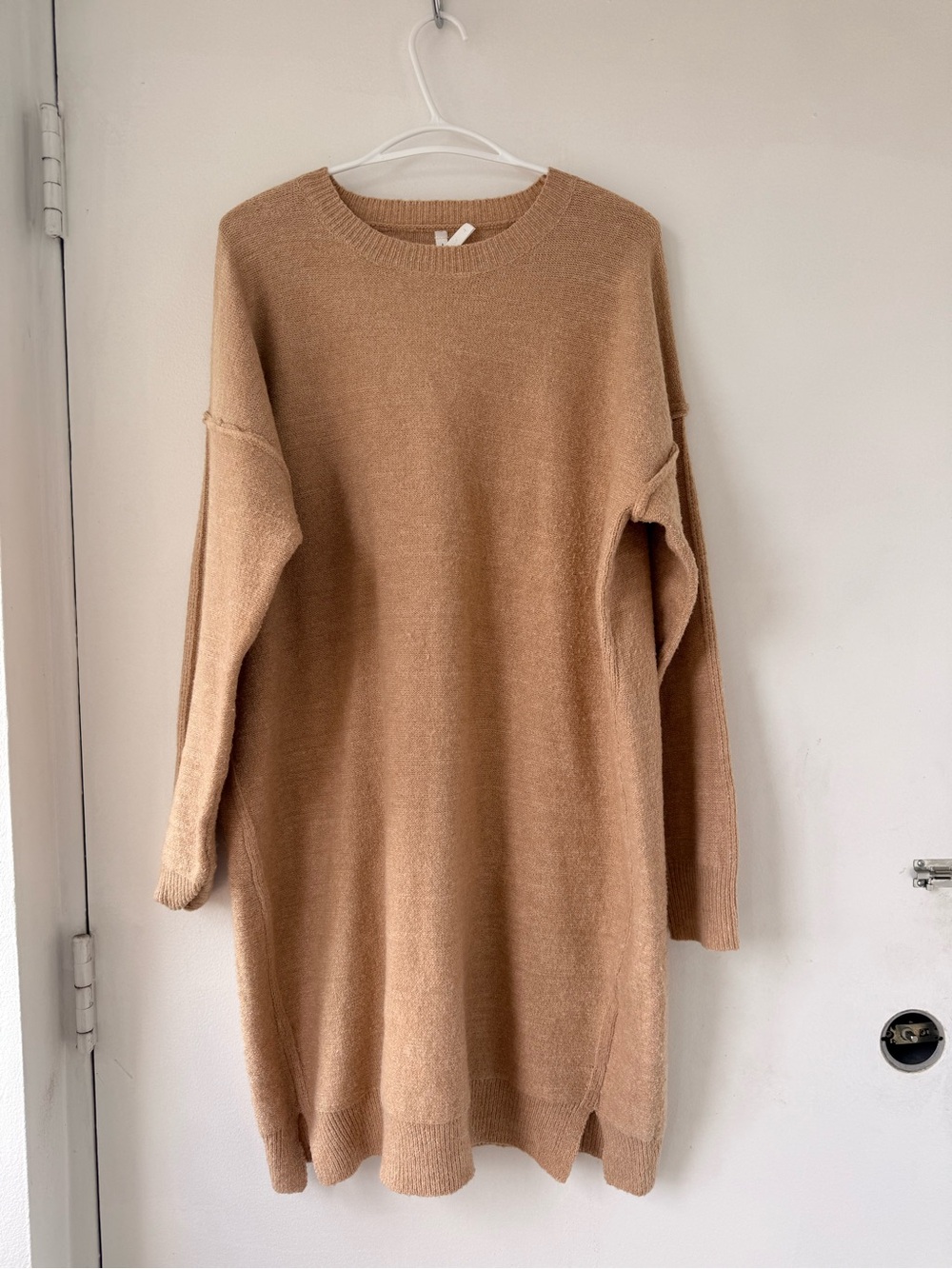 Dreamers Camel Knit Long Sleeve Sweater Dress